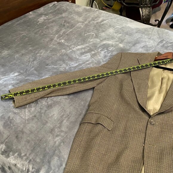 Haggar Mens Black Label Mens Blazer Jacket 44L Houndstooth Wool Blend Brown - Picture 10 of 14